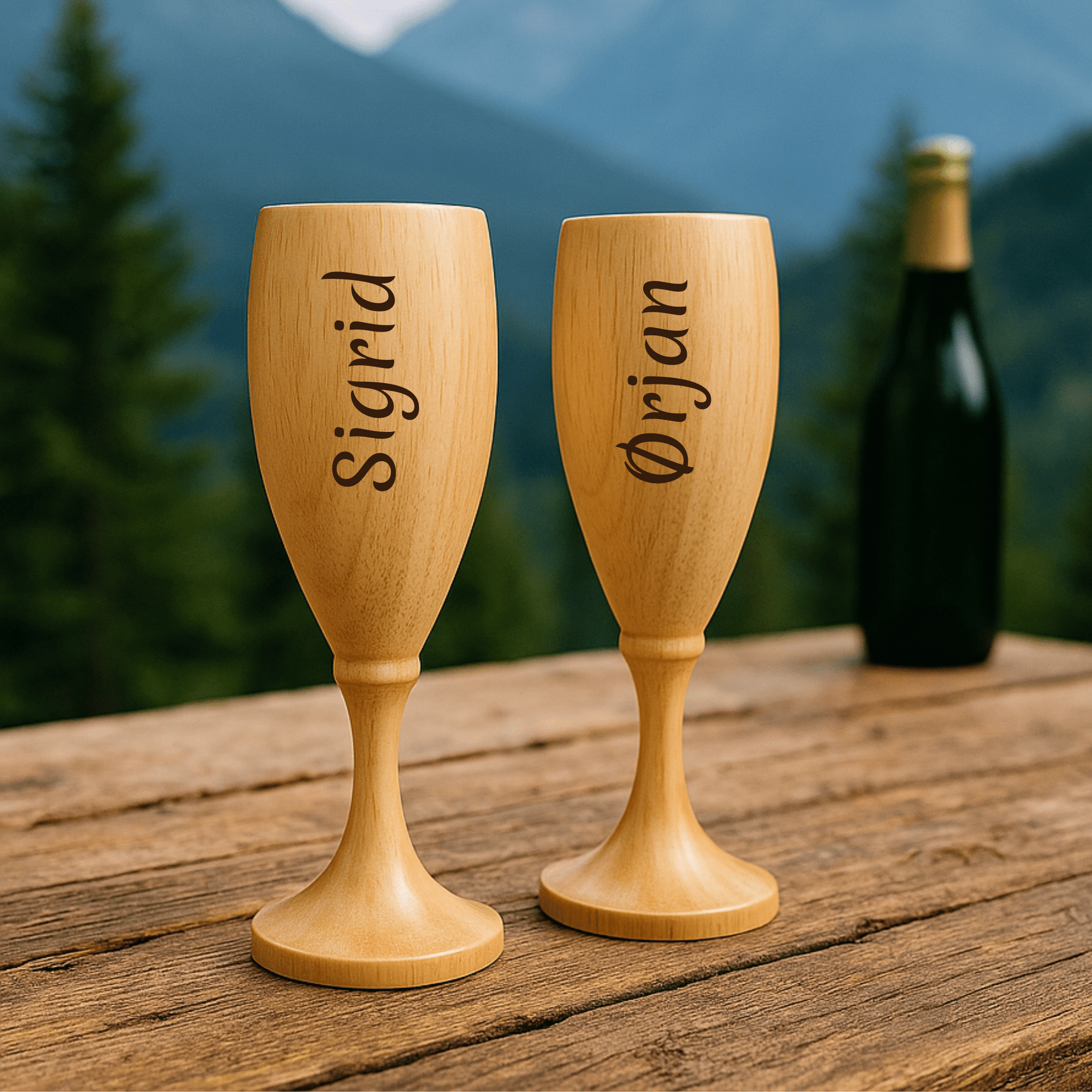 Champagneglass med gravering - personlig gave fra Fjellgave