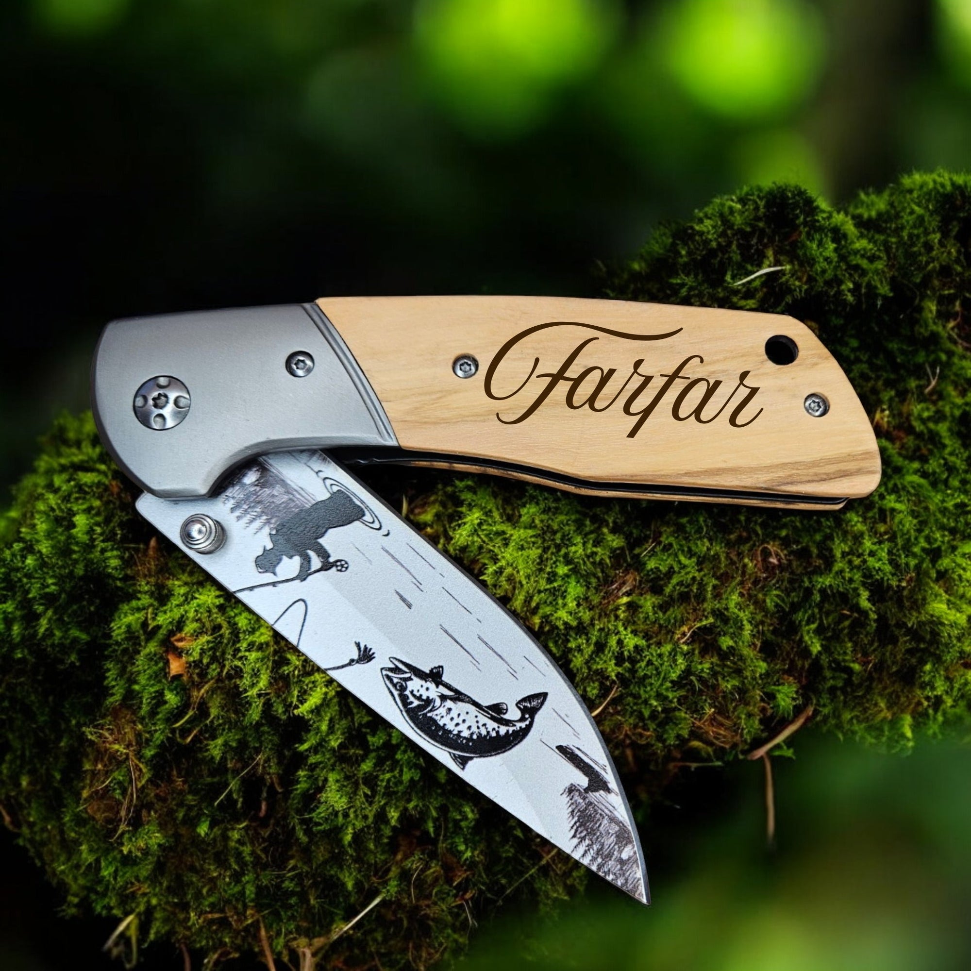 Foldekniv fisker - personlig gave fra Fjellgave