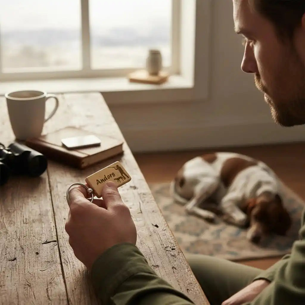 Rektangulær nøkkelring i bøk - personlig gave fra Fjellgave