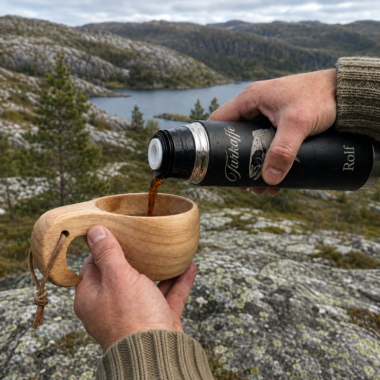 Termos 0,5 L med gravering – Sort stål