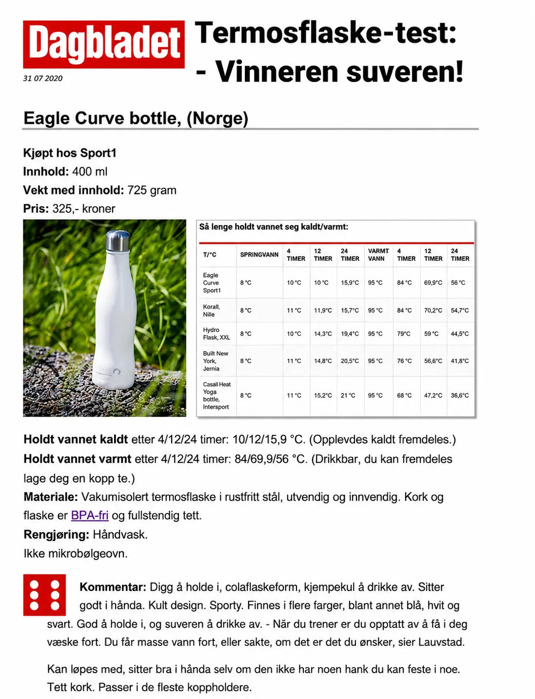 Termoflaske Curve med gravering